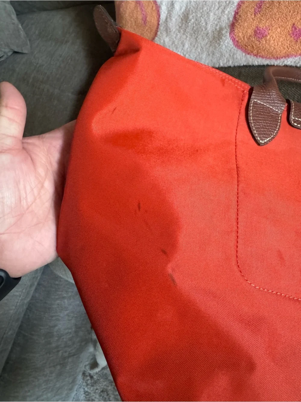 Longchamp Le Pliage Medium Short Handle Orange Nylon Tote